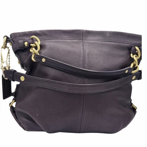 Coach Brooke Hobo Plum Pebbled Leather Gold Hardware Excellent Condition - Picture 3 of 8